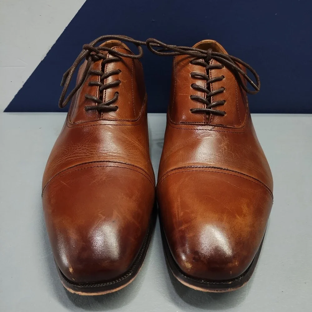 Florsheim Oxford Shoes Mens US 9.5EEE Brown Leather Cap Toe Memory Foam Lace Up